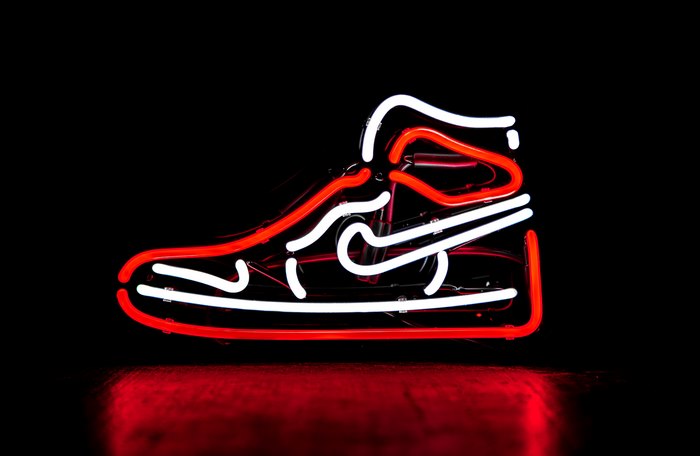 Neon Red and White Jordan 1 Shoe