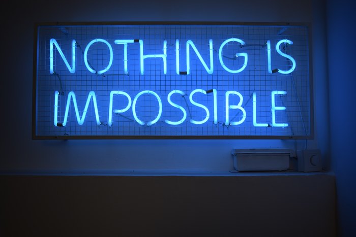 Nothing Is Impossible Blue Neon Sign