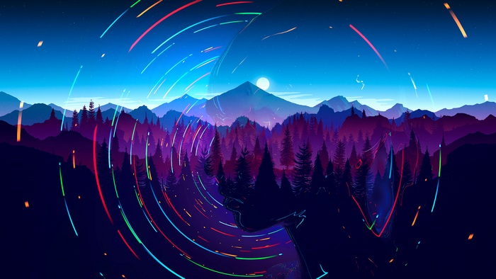 4K, minimalism, Moon, 4K, mountains, edited, digital art, mind, digital, forest, landscape, artwork, abstract, nature