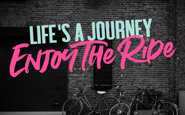 bricks, bicycle, typography, quote