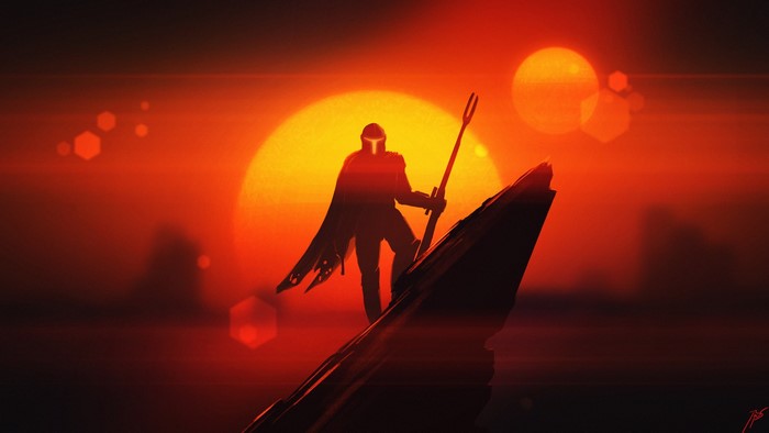 TV Series, The Mandalorian, science fiction, bounty hunter, artwork, Sun, Star Wars