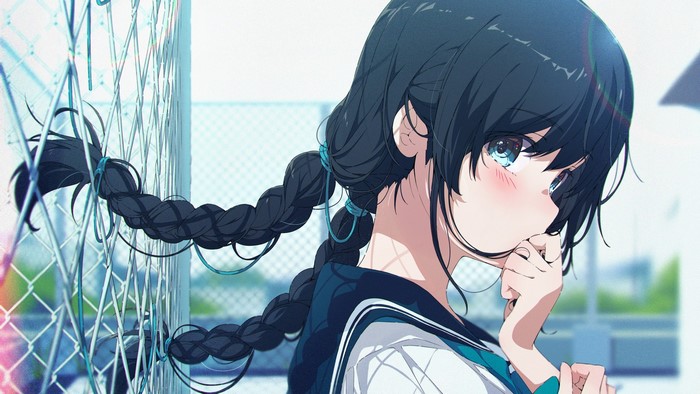 Anime Girl with Dark Braided Hair in Sailor Uniform by Ogipote