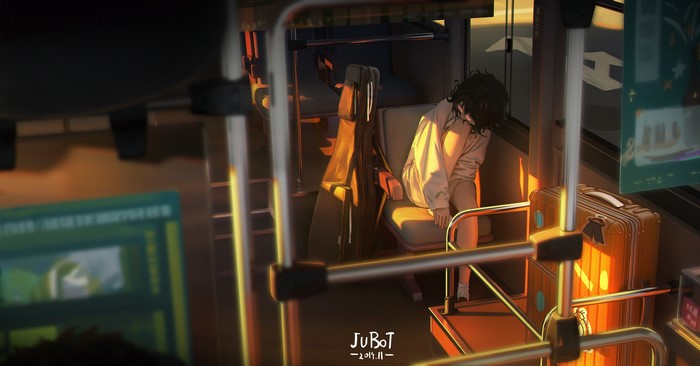 buses, dusk, glasses