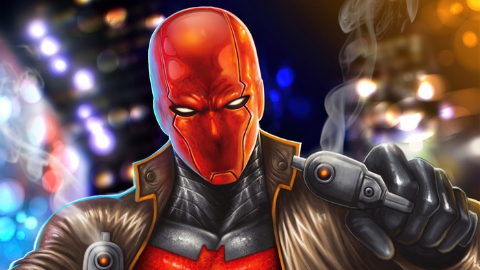 Red Hood Holding Gun