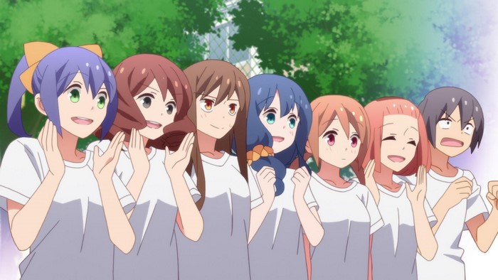 Tsurezure Children, group of women, redhead, anime, anime girls, pink hair, purple hair, brunette