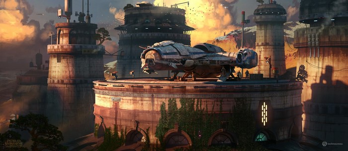 ArtStation, Corellian Tanker, vehicle, Star Wars Ships, Rasmus Poulsen, spaceship, science fiction, Star Wars, digital art
