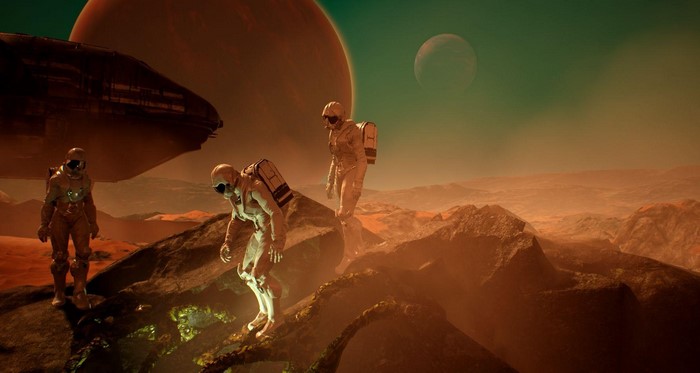 astronaut, genesis alpha one, science fiction, space, digital art, planet