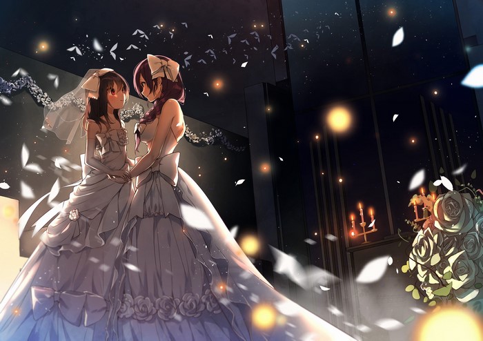 yuri, weddings, happiness, women