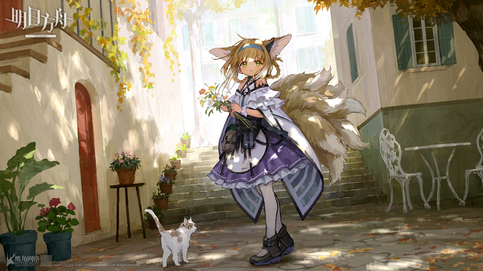fan art, anime girls, video game art, cat girl, Arknights, cats