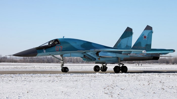 Bomber, snow, jet fighter, Russian Air Force, military aircraft, runway, Sukhoi, Sukhoi Su-34, aircraft