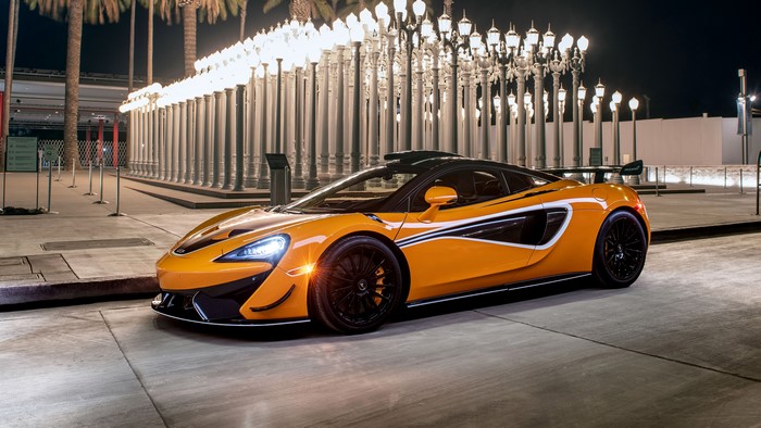 4K, orange cars, vehicle, night, supercars, McLaren, street, car, city lights, McLaren 620R