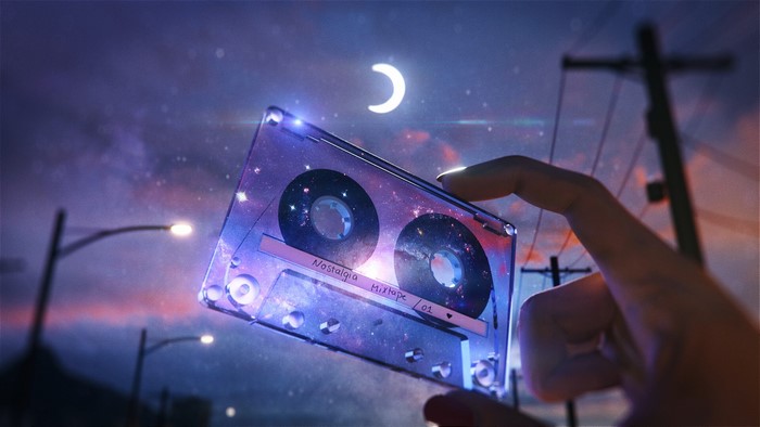 stars, artwork, tape, Moon, space, night