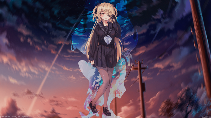 4K, picture-in-picture, Genshin Impact, anime, Fischl (Genshin Impact), anime girls, Genshin