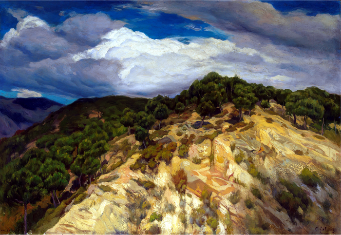 sky, clouds, storm, nature, landscape, painting