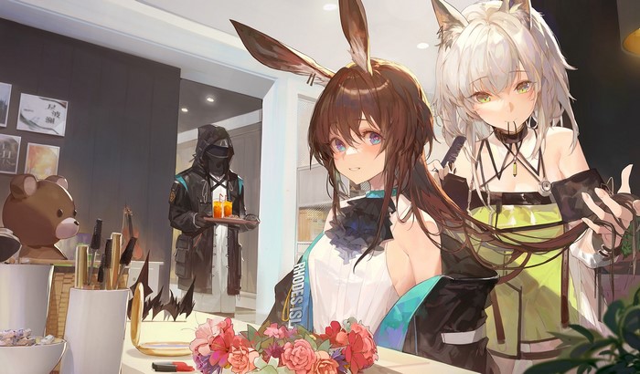 Kaltsit and Amiya from Arknights with Doctor