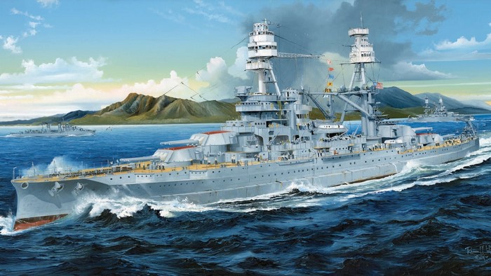 ship, military vehicle, vehicle, artwork, military, USS Arizona, United States Navy, warship