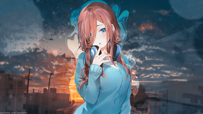 4K, anime girls, anime, picture-in-picture, Banishment, Nakano Miku