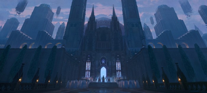 4K, cathedral, digital art, priest, artwork, fantasy architecture