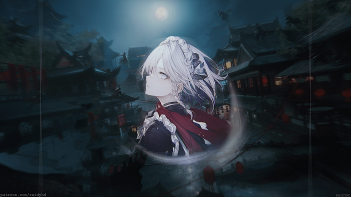 4K, anime girls, picture-in-picture, anime, Touhou, Izayoi Sakuya