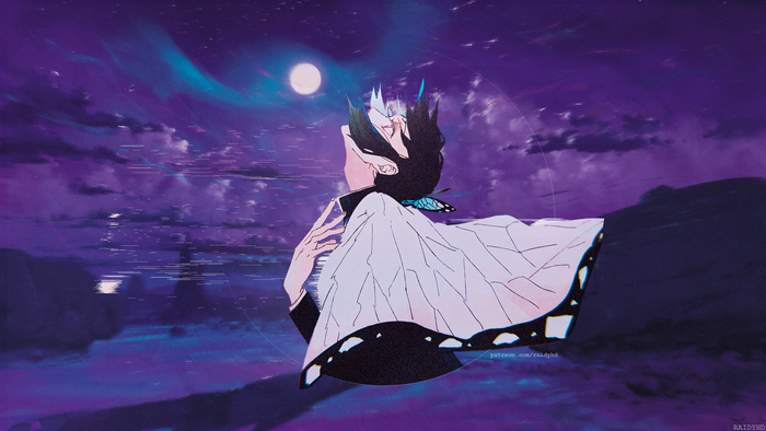 4K, Kimetsu no Yaiba, anime, Kochou Shinobu, anime girls, picture-in-picture