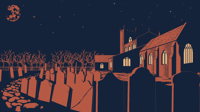 graveyards, night, spooky, pixel art
