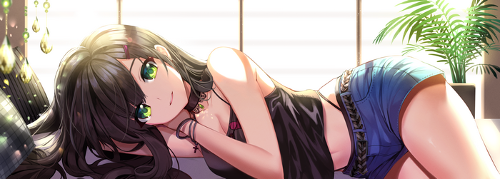 4K, artwork, cleavage, lying down