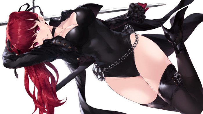 anime girls, Persona 5, Persona 5 Royal, Kasumi Yoshizawa, anime, thighs, redhead, simple background, Cait, Cait Aron, ponytail, Persona series
