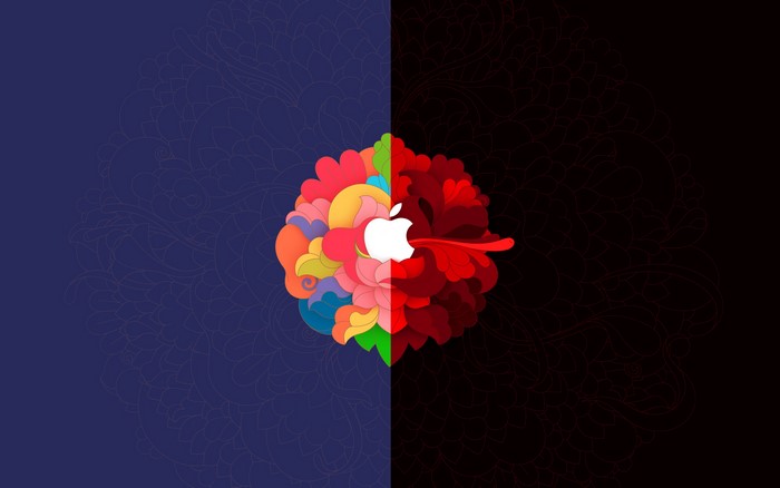 Apple Inc., colorful, black, logo, red, minimalism