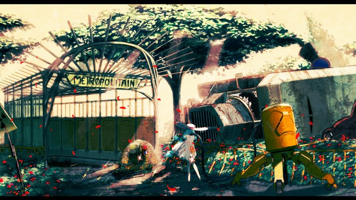 ruins, robot, artwork