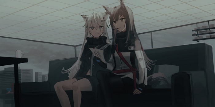 4K, anime girls, Arknights, animal ears, Chihuri 45, anime, Lappland (Arknights), Texas (Arknights)