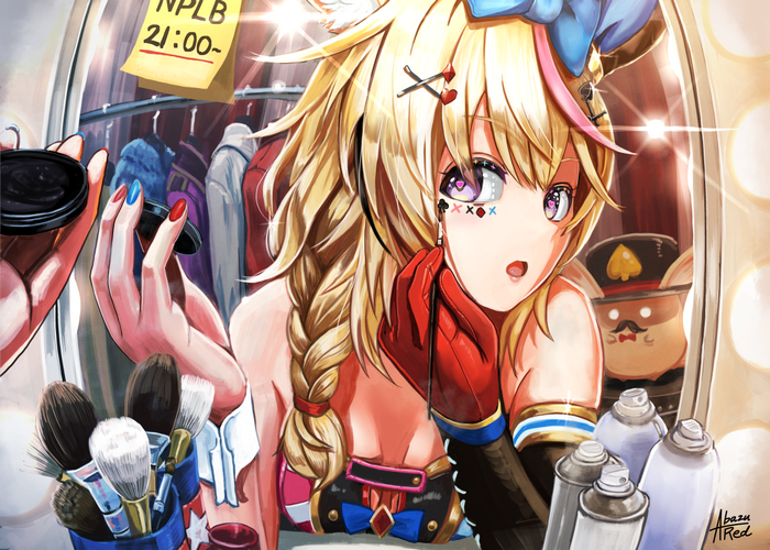 Hololive, AbazuRED, anime, anime girls, blonde, Omaru Polka, Virtual Youtuber