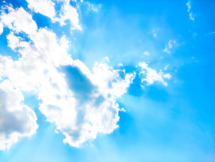 sun rays, sky, clouds, blue
