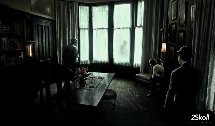 noir, office, detectives, Crime Scene, Killer