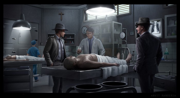 Doctor, noir, detectives, corpse