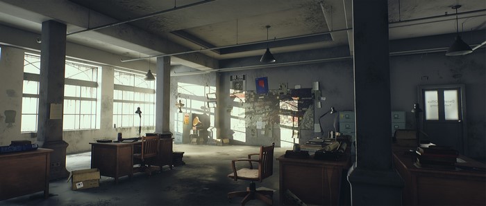 4K, computer game, office, noir