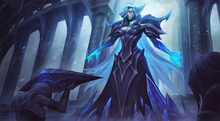 fantasy girl, fantasy art, League of Legends, standing, ArtStation, blue hair, Lissandra (League of Legends), women, artwork, long hair