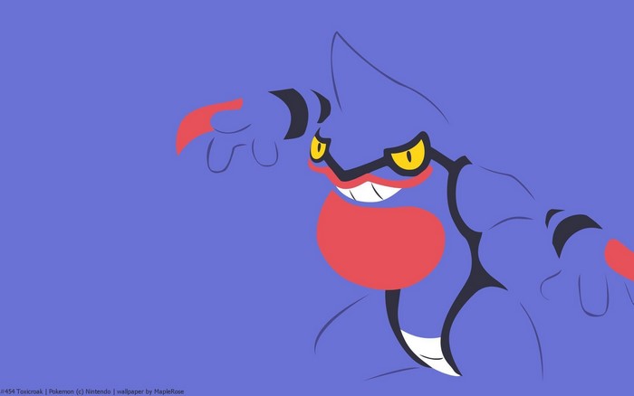 Toxicroak, Pokémon, simple background, anime, yellow eyes
