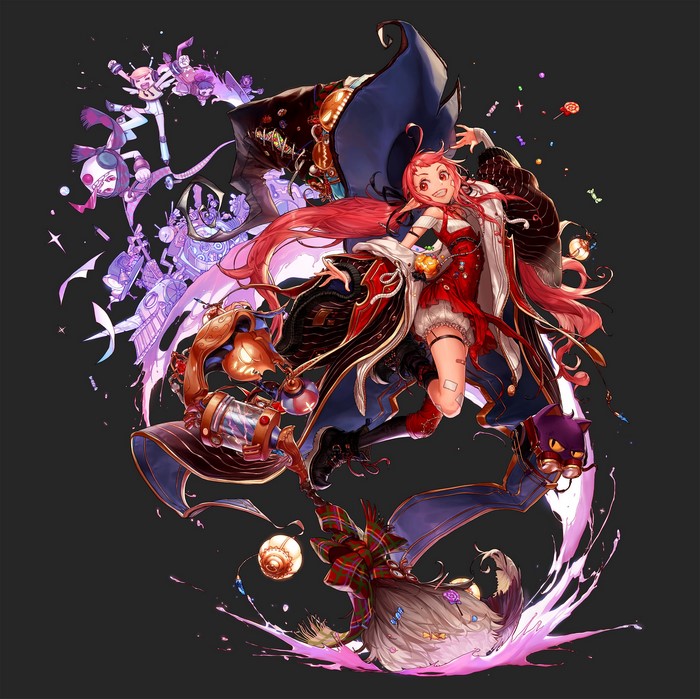 fantasy art, redhead, anime girls, Dungeon & Fighter, black background, fantasy girl, Dungeon and Fighter, long hair