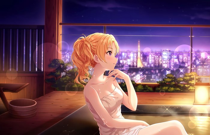 THE, blonde, bathing, anime girls