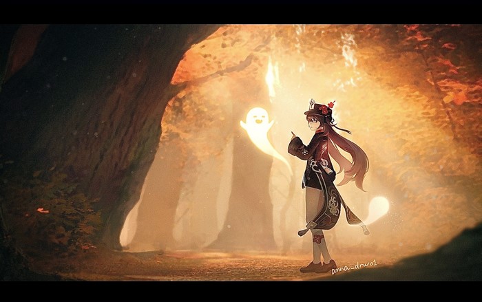 Genshin Impact, anna_drw01, anime girls, Hu Tao (Genshin Impact)