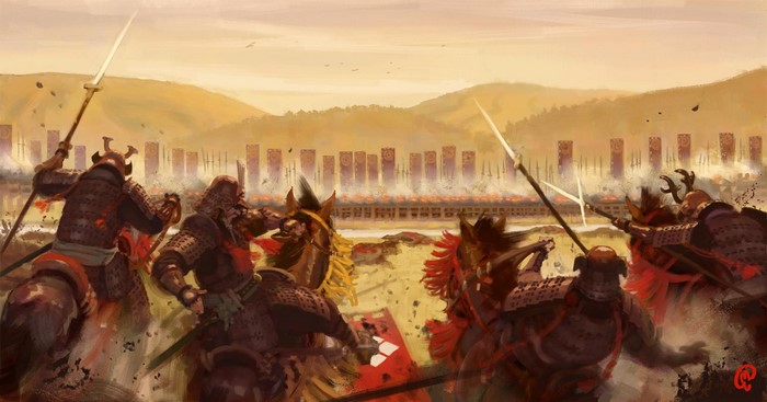 artwork, Battle of Nagashino, army, military, samurai, Asia