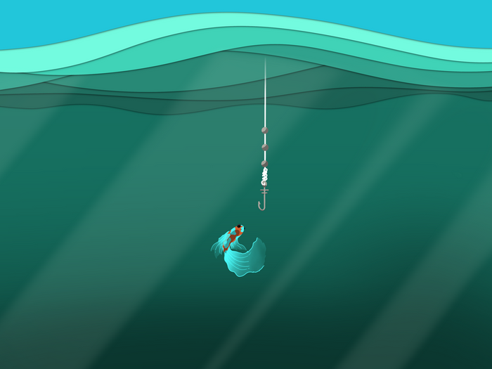 water, nature, fishing, fish, drawing