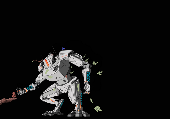 4K, drawing, robot, nature, tech