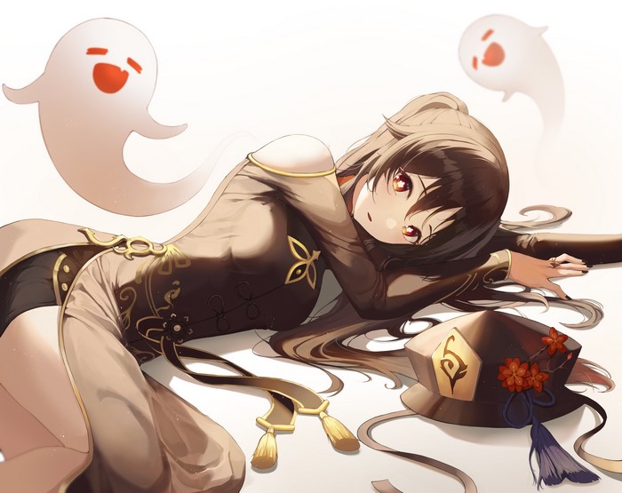 Hu Tao from Genshin Impact Lying Down