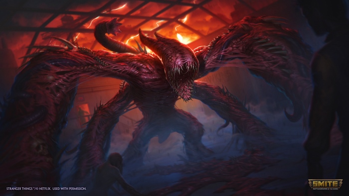 Smite and Stranger Things Mind Flayer Battle