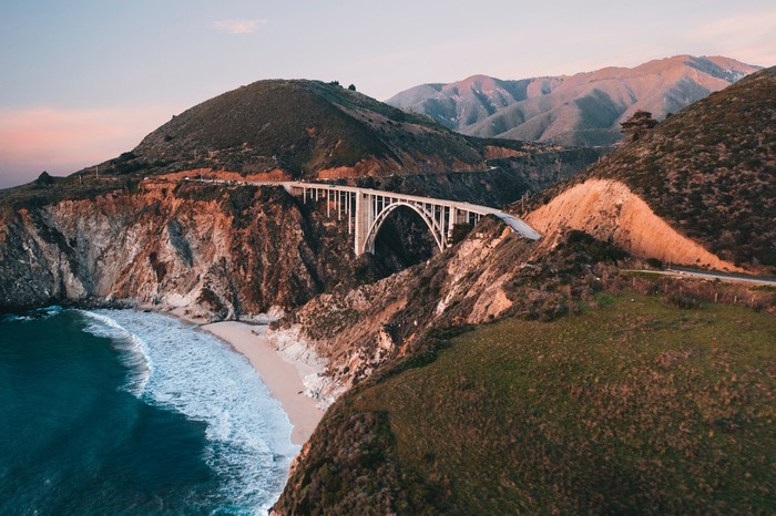 nature, Big Sur, Bixby Creek Bridge, State Route 1, sea, landscape, California, beach, bridge, USA