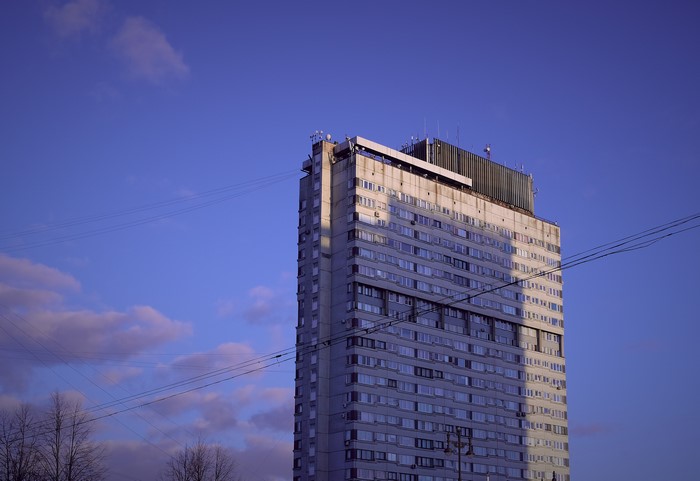 4K, clouds, block of flats, Brutalism, architecture, building, photography