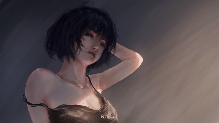 morning, ArtStation, NQLart, brunette, digital art, women