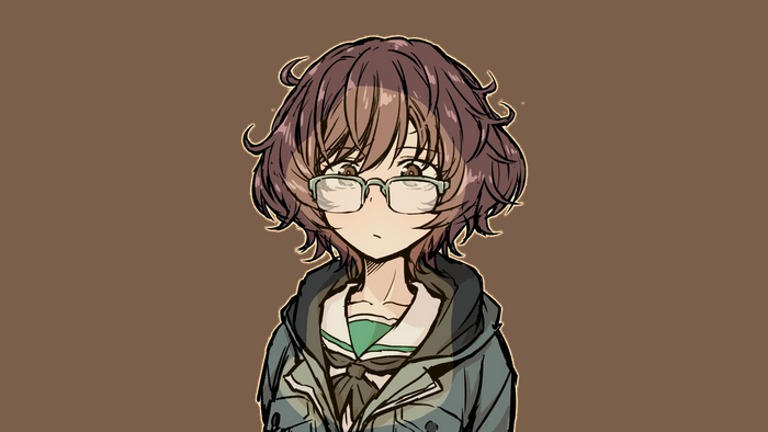 Akiyama Yukari, school uniform, Girls und Panzer, women, brunette, glasses, brown eyes, face