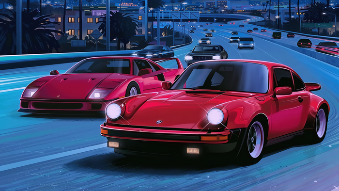 4K, 1987 Ferrari F40, Ferrari F-40, Ferrari, Porsche, Porsche 911